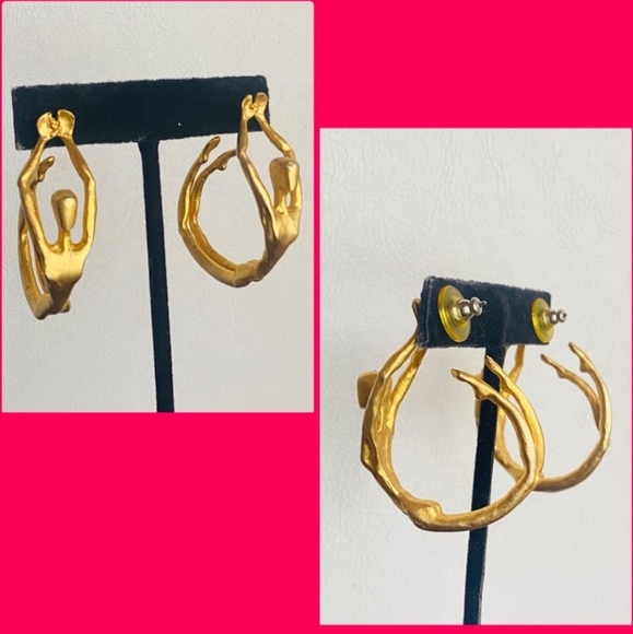 🔥 Matte Goldtone Sculptural Female Earrings - Picture 8 of 15